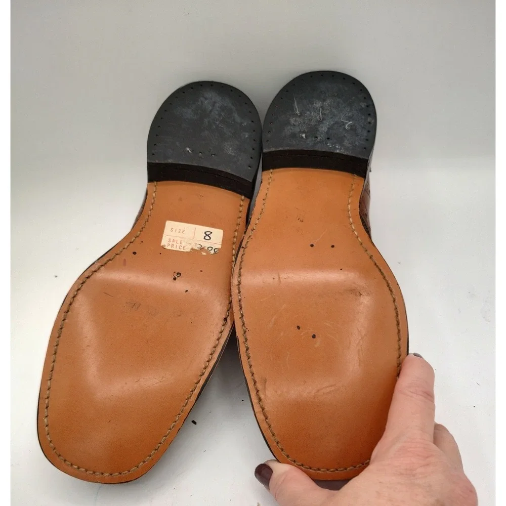 Vintage Brown & WHITE‎ CAP TOE Two Tone  OXFORD Rockabilly Shoe sz 8 Men